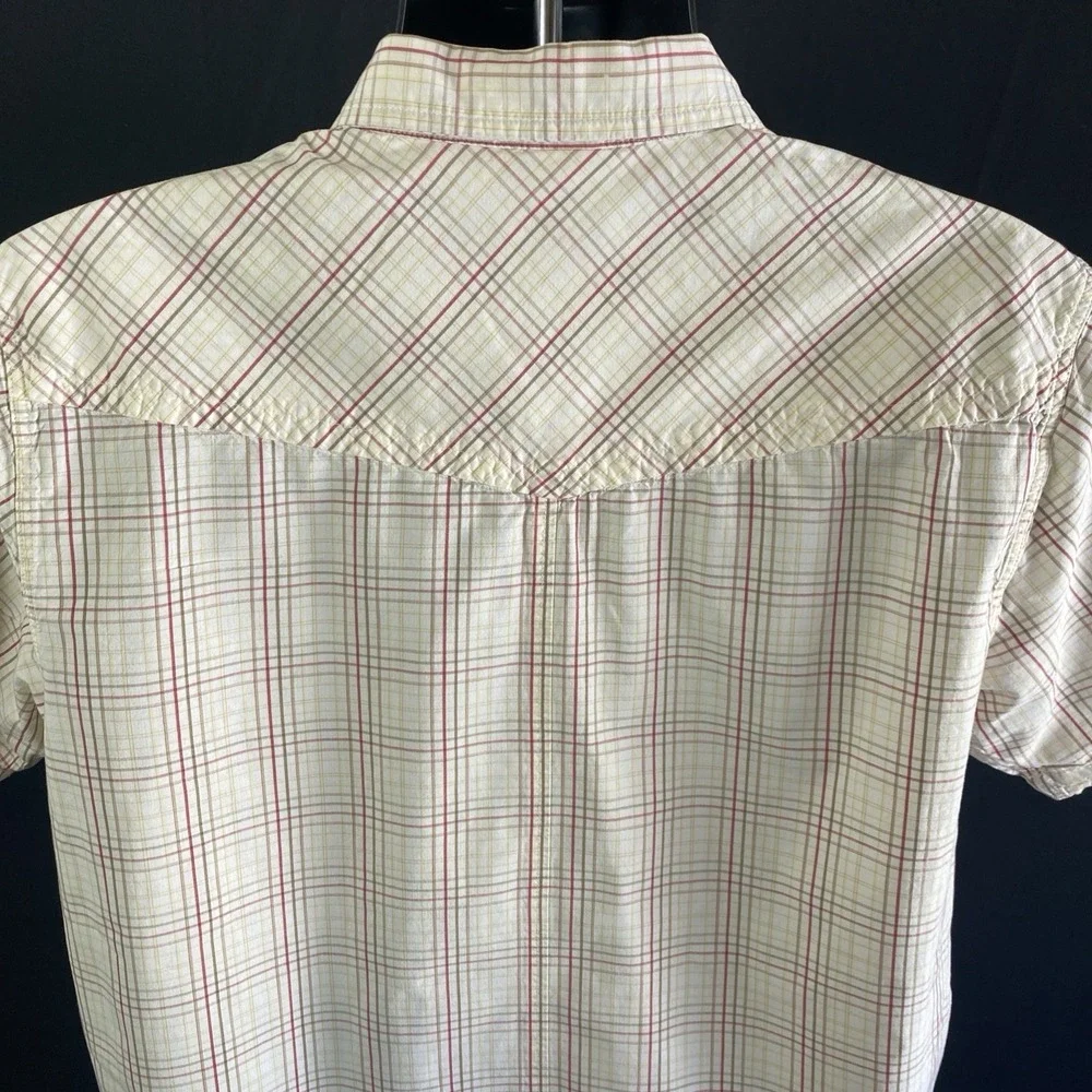 North Face Shirt Mens Large Beige Plaid Short Sleeve Button Up‎ Outdoors Casual